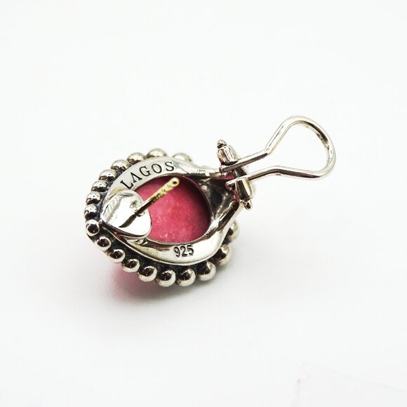 LAGOS Maya Sterling Silver Rhodochrosite Faceted Doublets Large Earrings - Picture 9 of 10